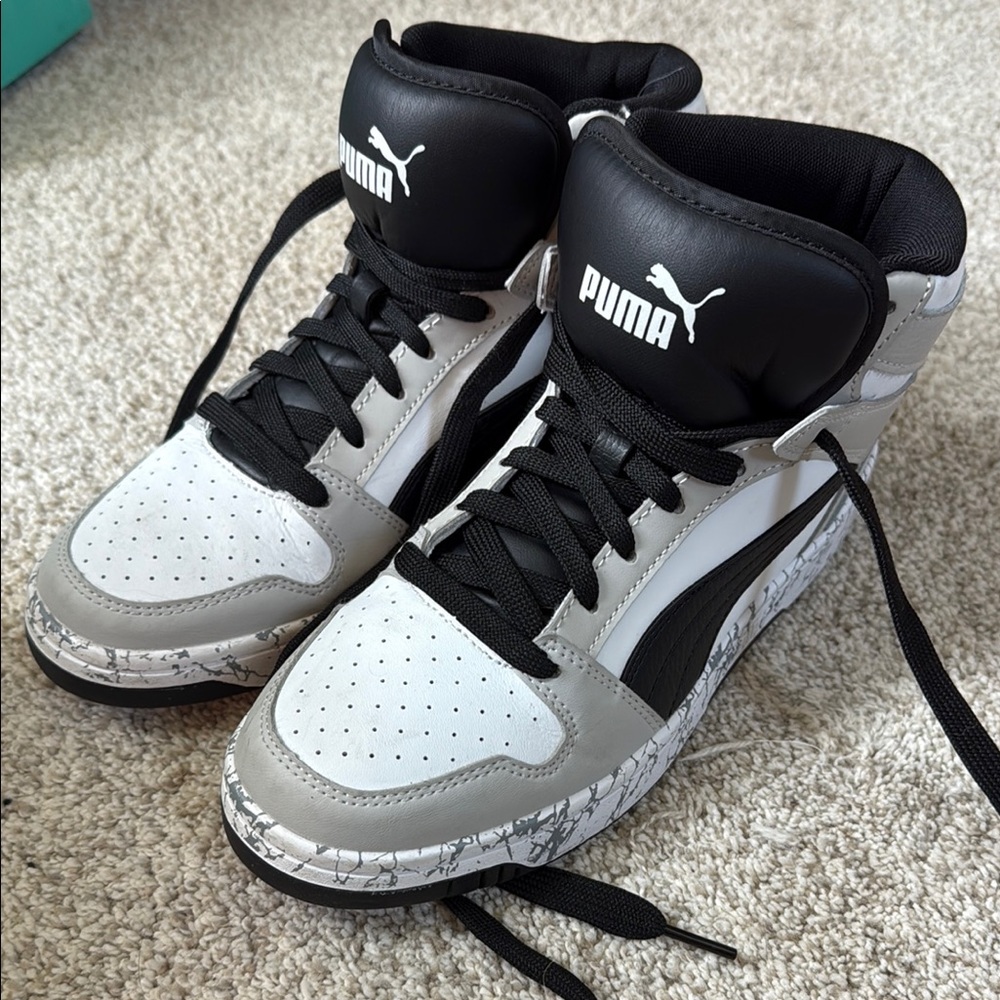 Puma High-Top Sneakers in Black, White, and Gray